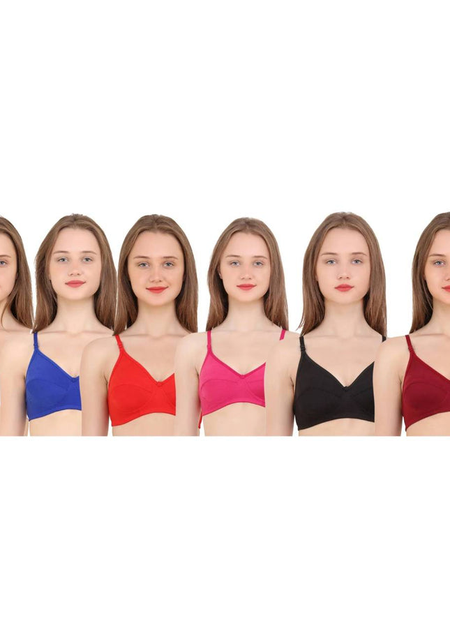Wonkey Pack of 6 Women Cami Bra Non Padded Bra (Multicolor)